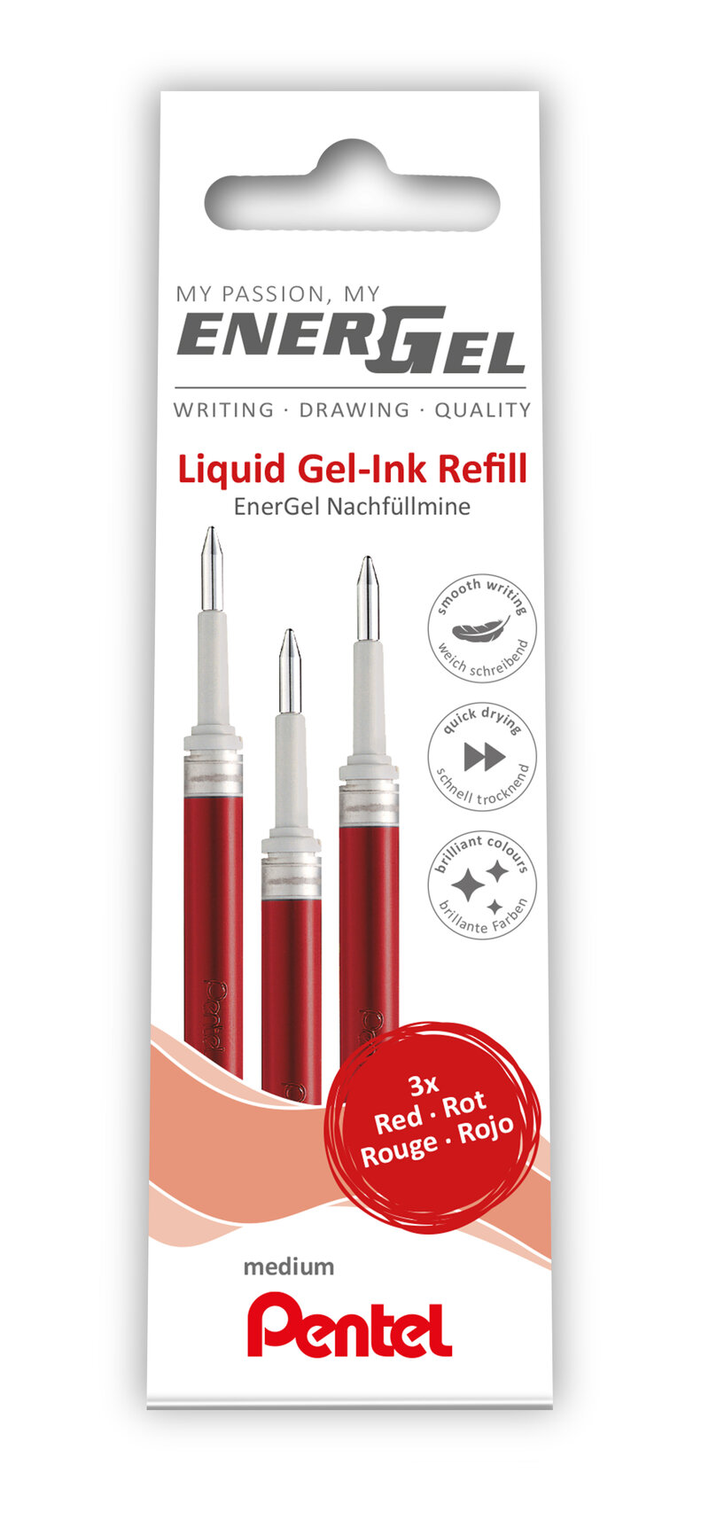 Refill PENTEL EnerGel LR7 0,7 röd 3/fp