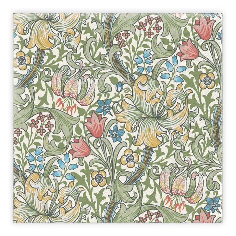 Matservetter 20p William Morris Golden Lily grön