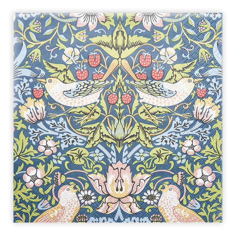 Matservetter 20p William Morris Strawberry Thief blå