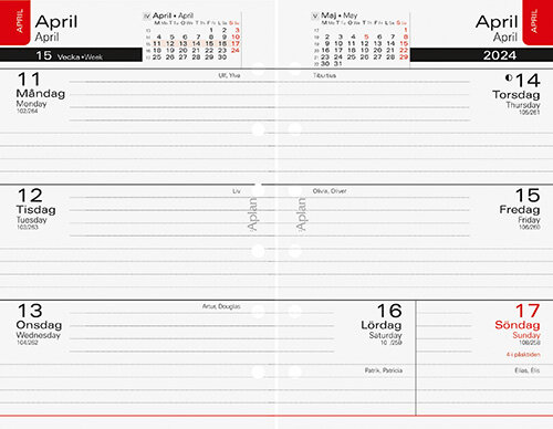 Kalender 2024 Aplan Pocket Classic refill 18mån FSC