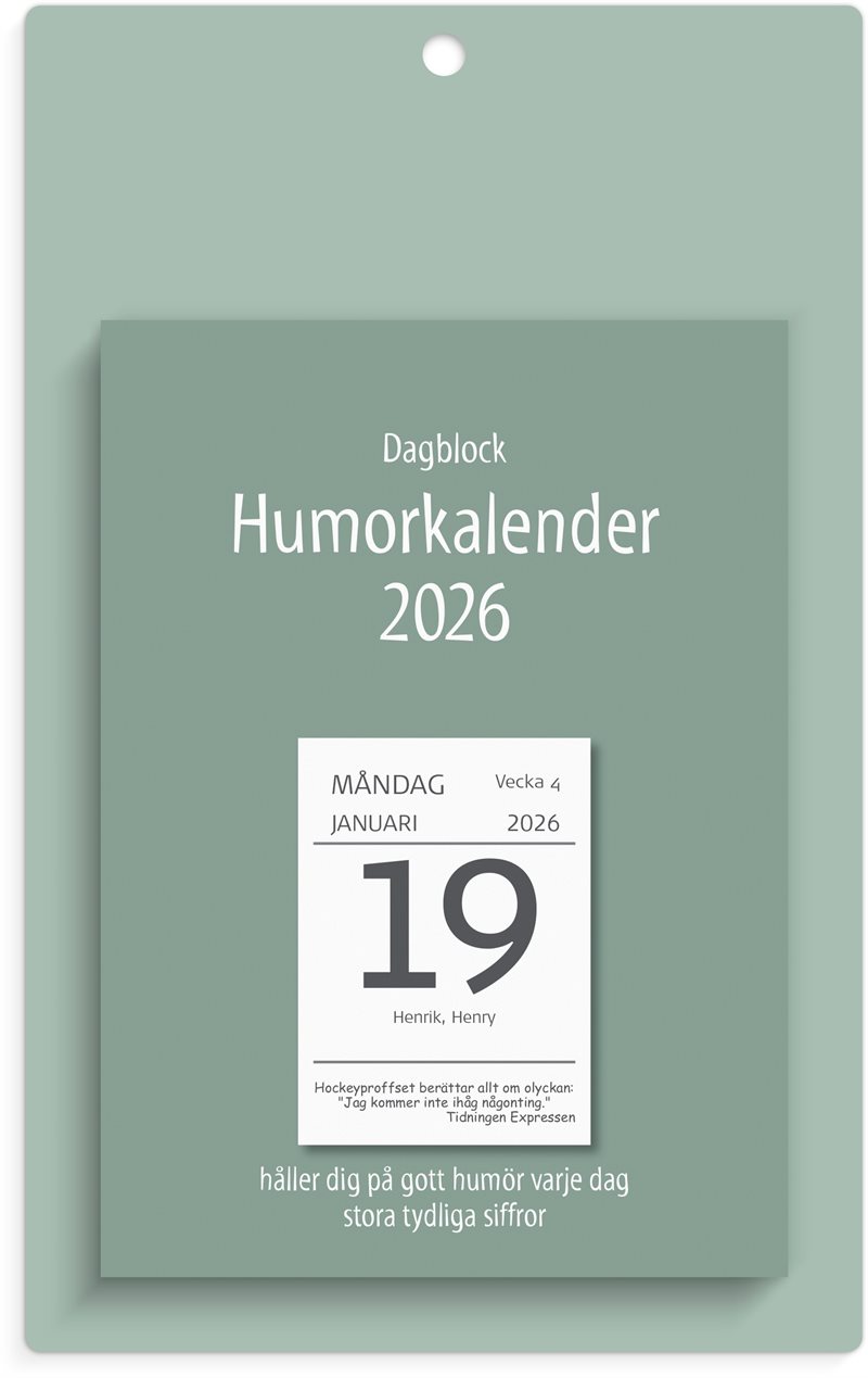 Kalender 2026 Väggplån med dagblock Humor