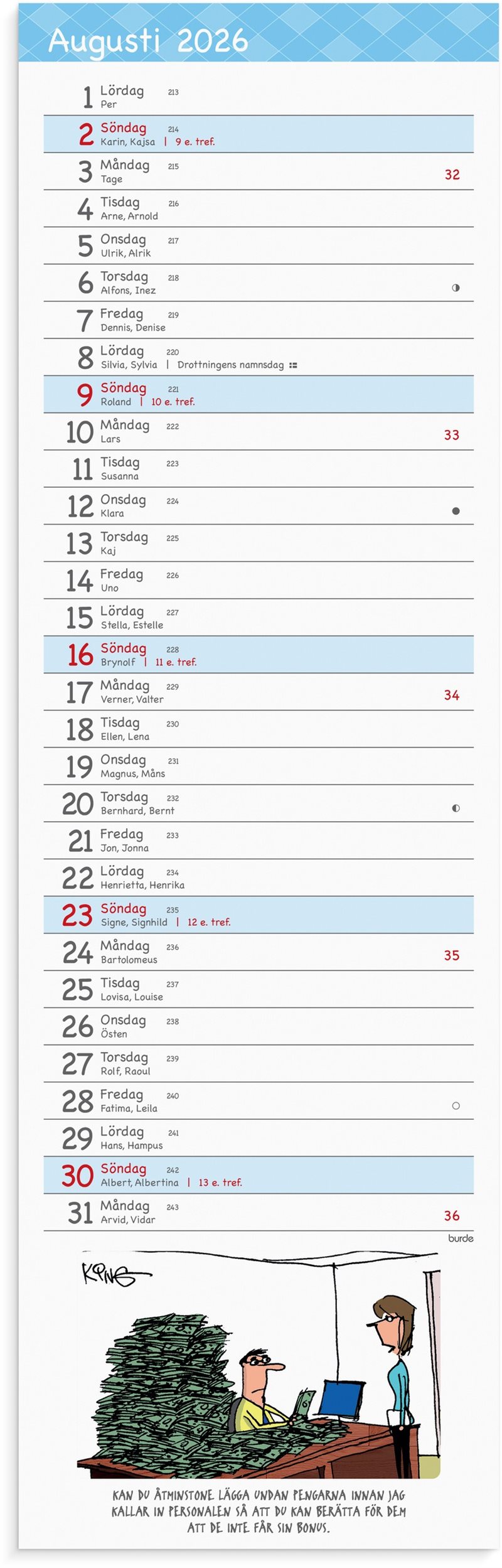 Kalender 2026 Stor Bordskalender Humor