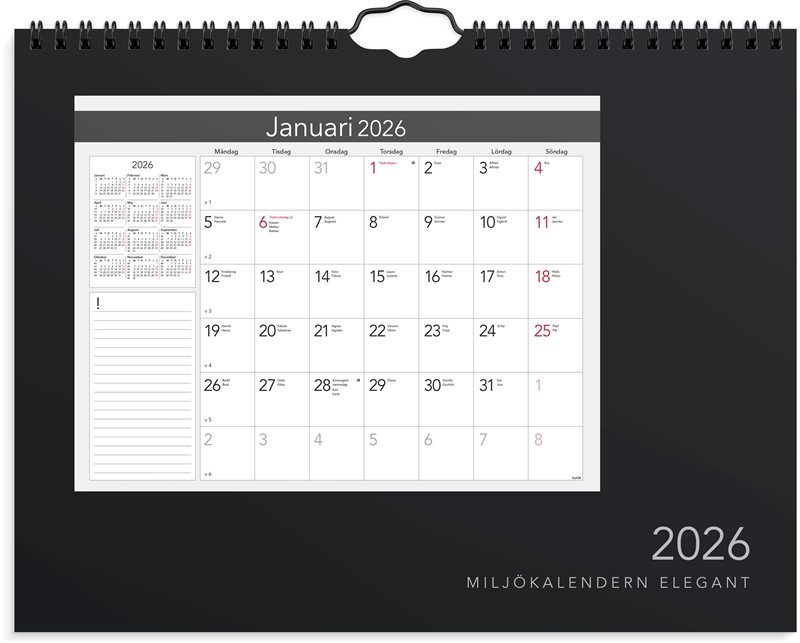 Väggkalender 2026 Miljökalendern Elegant
