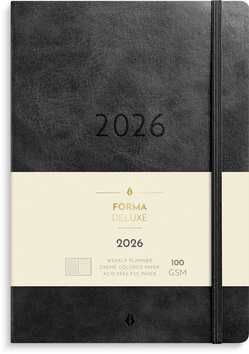 Kalender 2026 Stor Veckokalender Forma Deluxe svart