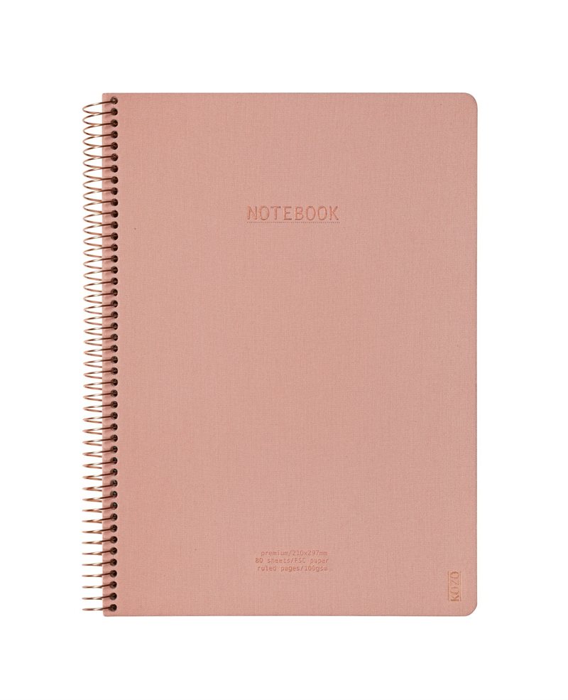 KOZO Anteckningsbok A4 Linjerad Premium Muted Blush
