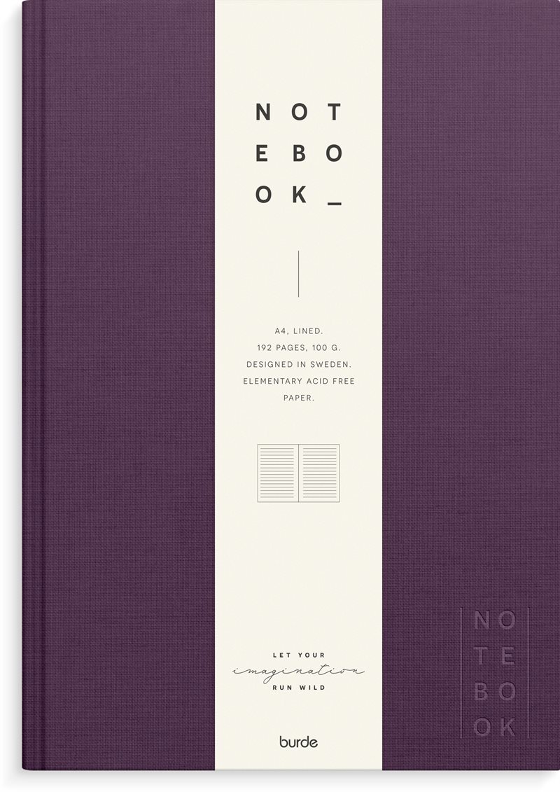 Anteckningsbok - Notebook - Textile plum lined A4