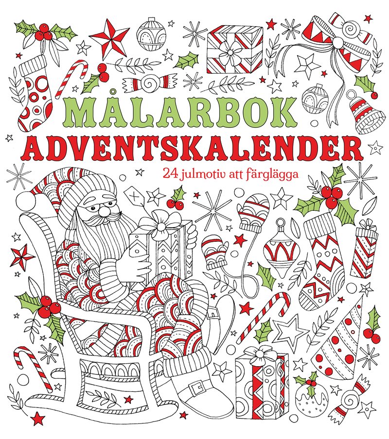 Målarbok adventskalender : 24 julmotiv att färglägga