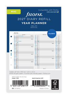 Filofax - Årsplan Mini 2027, Engelsk