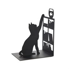 Bokstöd Fiskande katt svart metall